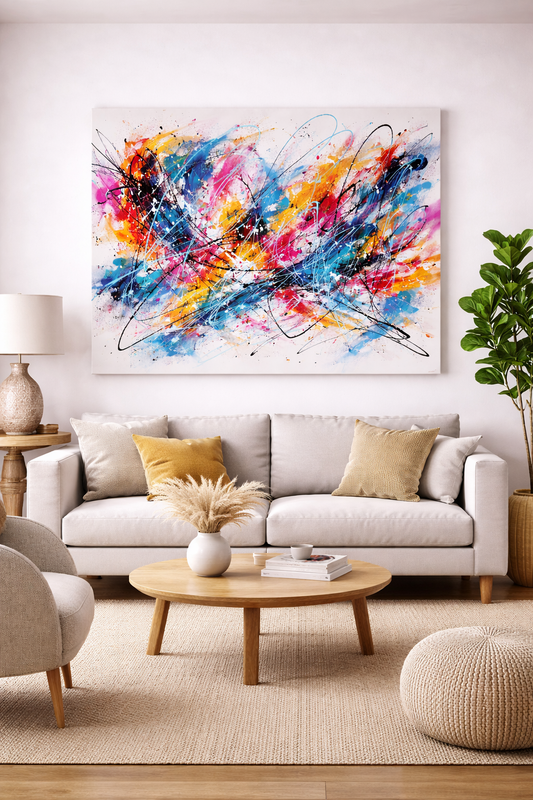 Tableau Explosion Multicolore peinture abstraite