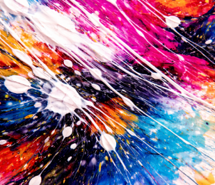 Explosion Chromatique – Tableau abstrait coloré 100x100 cm