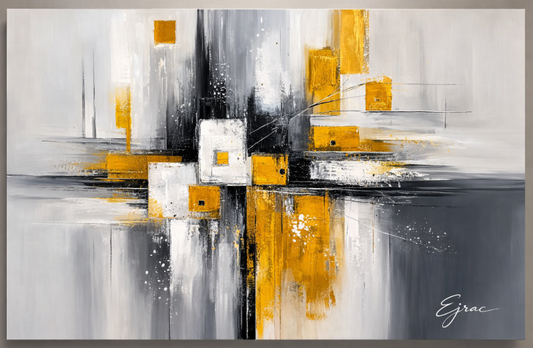 Tableau design jaune moutarde gris
