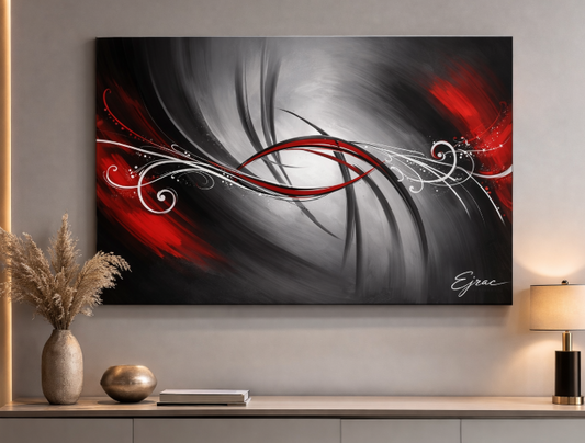 Tableau Rouge Gris Gaya Abstrait