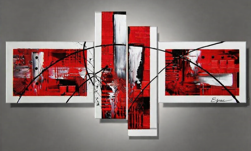 Tableau Origamy Reliefs Rouge noir blanc