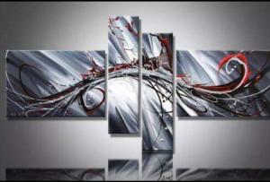 Tableau abstrait rouge gris peinture moderne