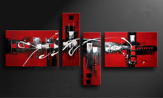 Tableau Abstrait Rouge noir design Ejrac