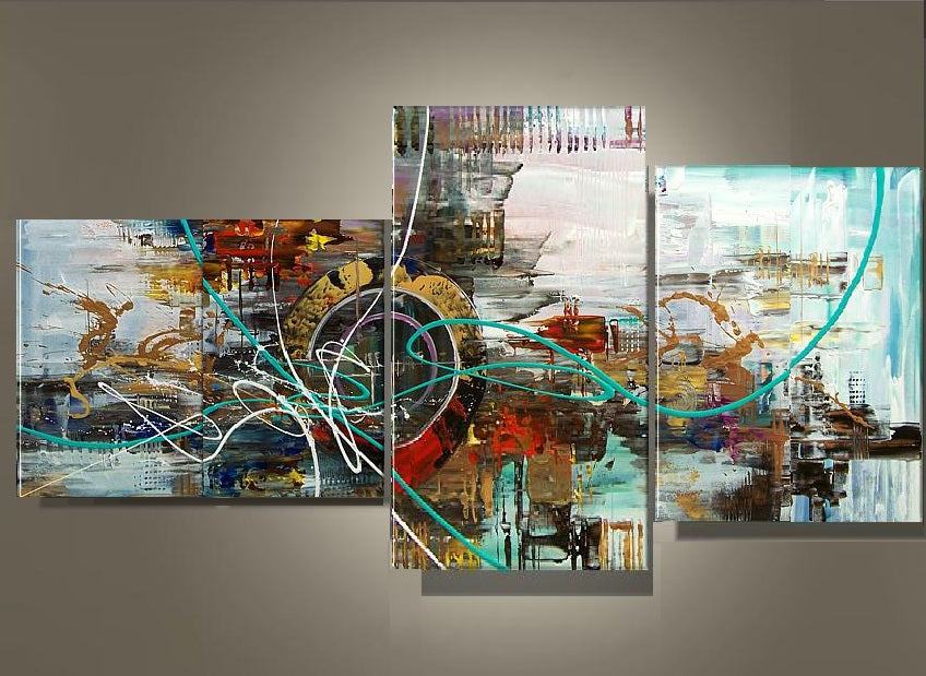 Triptyque turquoise Bleu Absolu Ejrac