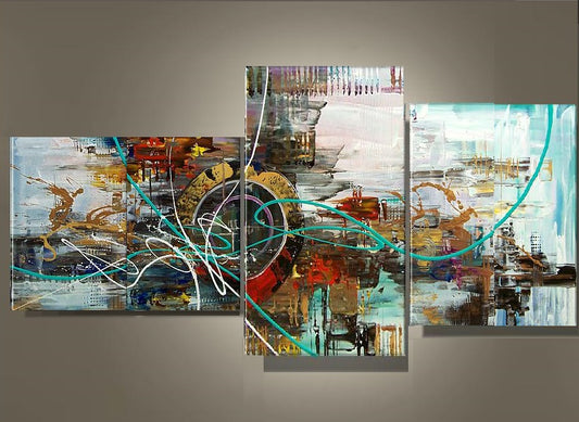 Triptyque turquoise Bleu Absolu Ejrac